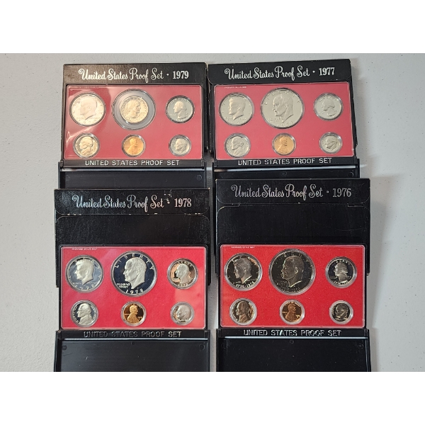 x4 United States Proof Sets: 1979, 1977, 1978, 1976 In Original Packaging