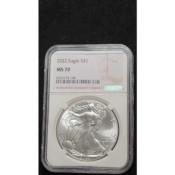 NGC 2022 MS 70 1 Troy Ounce 99.9% Silver American Eagle 