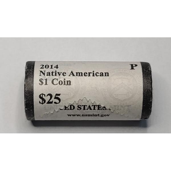 U.S Mint Wrapped Roll Of 2014-P "Native Hospitality" Sacagawea Dollar - Face Value: $25