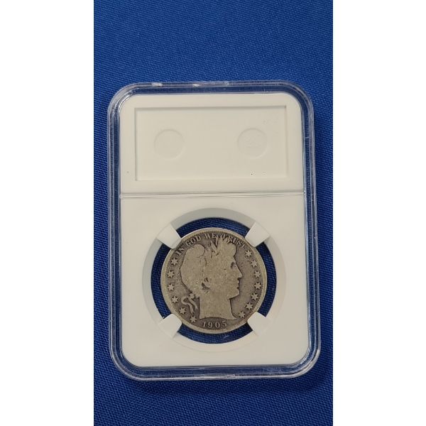 1905-S 90% Silver Barber Half Dollar In Slab Holder