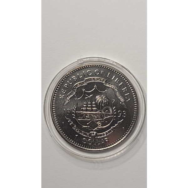 1993 Republic of Liberia 1 Nolan Ryan Dollar Coin In Coin Capsule