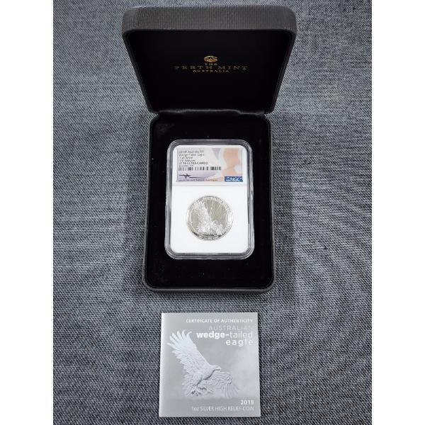NGC PF70 Ultra Cameo 2019-P Australia Wedge-Tailed Eagle 1 Oz .9999 Fine Silver High Relief Coin 