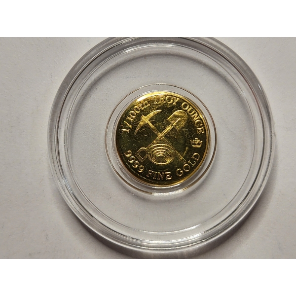 1/100TH Troy Ounce .9999 Fine Gold Prospector Round