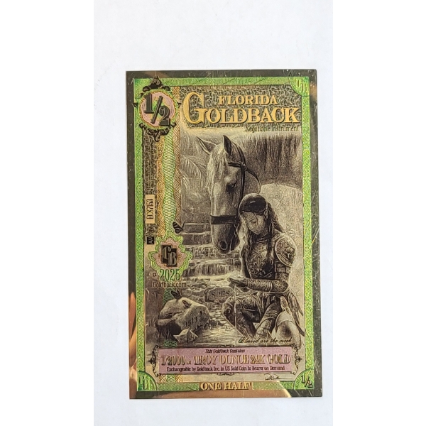2025 1/2 Florida 1/2000 Troy Ounce 24K Gold Goldback Note 