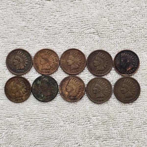 LOT OF 10 UNITED STATES Indian Head Pennies Excellent Condition Various Dates