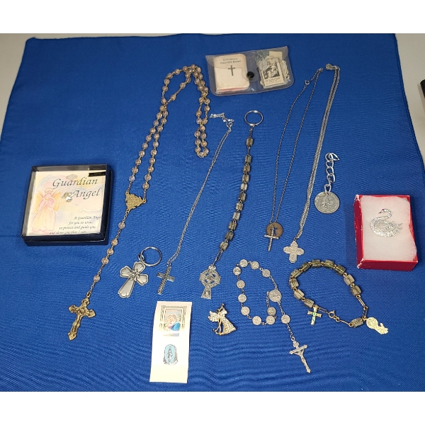 Assorted Rosaries, Religious Jewelry Pieces & More