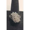 Image 1 : Women's 14K White Gold Diamond Cluster Cocktail Ring - Size 8 - Weight: 8.1g