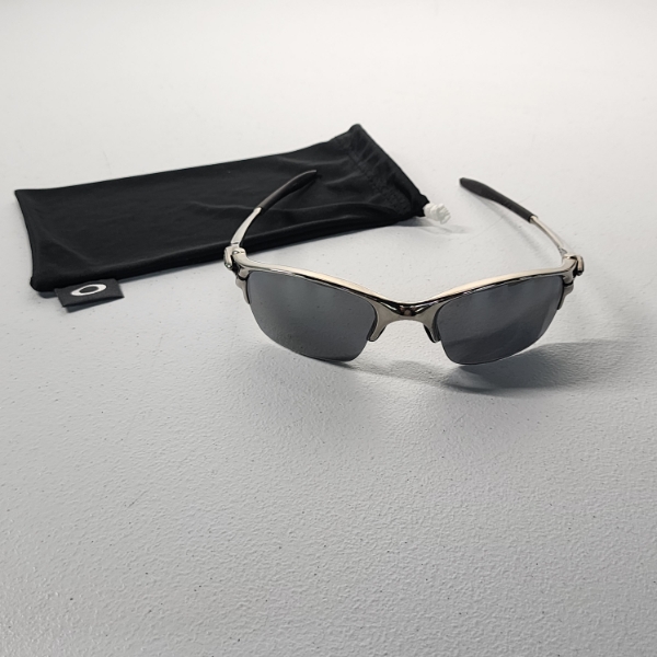 Vintage Oakley X Metal Polarized Sunglasses Silver Half-Rim 57-18 w/ Oakley Microfiber Bag