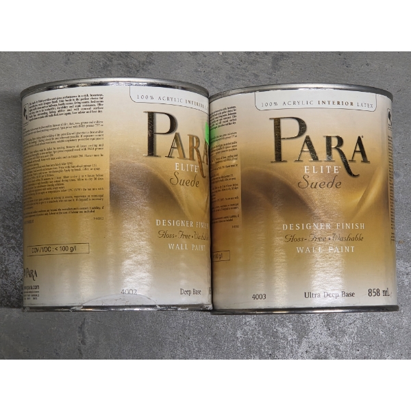 Two Brand New 868ml Para Elite Suede Ultra Deep Base Interior Paint -No Shipping Available
