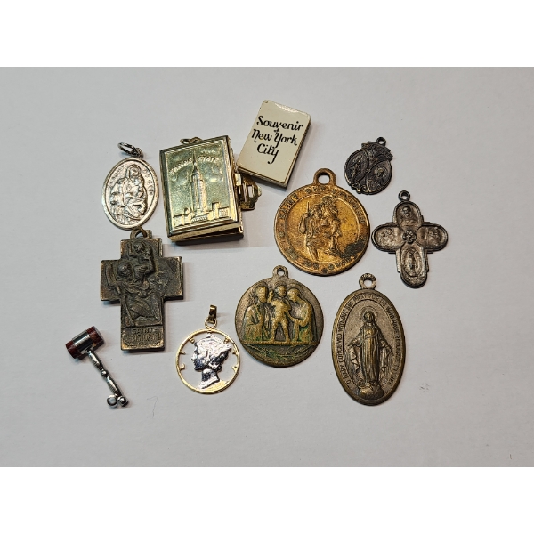 Assorted Fashion Pendants: NYC, Religious, Coin Jewelry
