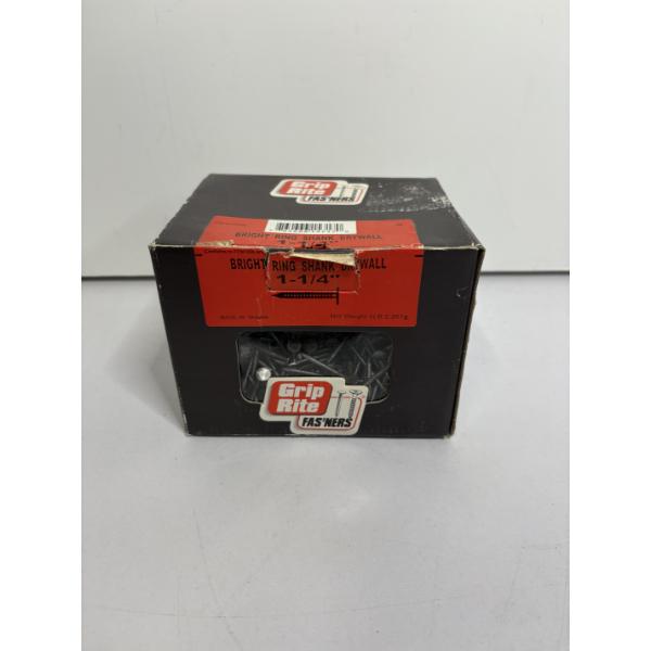 Box of Grip Rite Fas'Ners - Bright Ring Shank Drywall 1- 1/4"