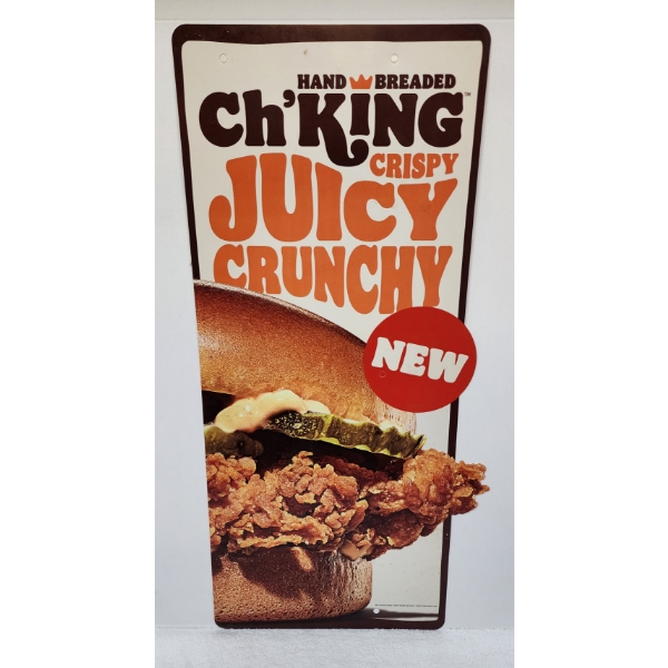 ORIGINAL Authentic Burger King Drive Thru Signage Feat. New Chicken Sandwich ~ Measures 10" X 24"