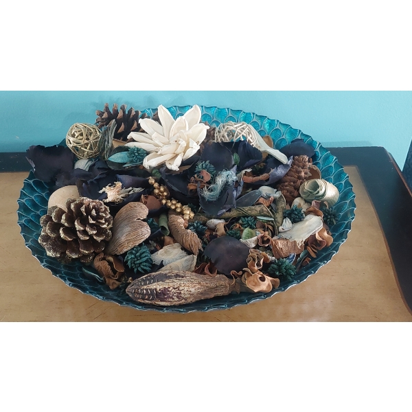 16" Decorative Aluminum Bowl With Potpourri As shown