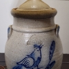 Image 4 : Nice 1986 Rowe Pottery Works Crock Lamp Ft. Beautiful Bird Painted On Side ~ With Shade