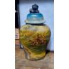 Image 1 : Antique Hand Painted Ceramic Hunting Themed Covered Jar / Vase - See Pics