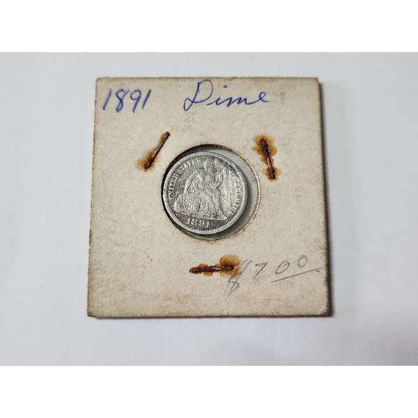 1891 Seated Liberty Dime - 90% Silver U.S. Coin