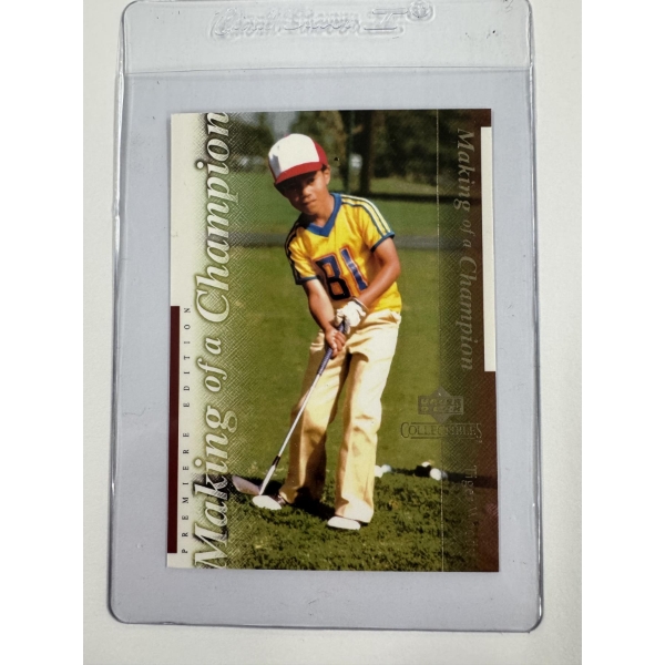2001 Upper Deck Tiger Woods Rookie Golf Card In Protective Holder - High Grade - Mint Condition