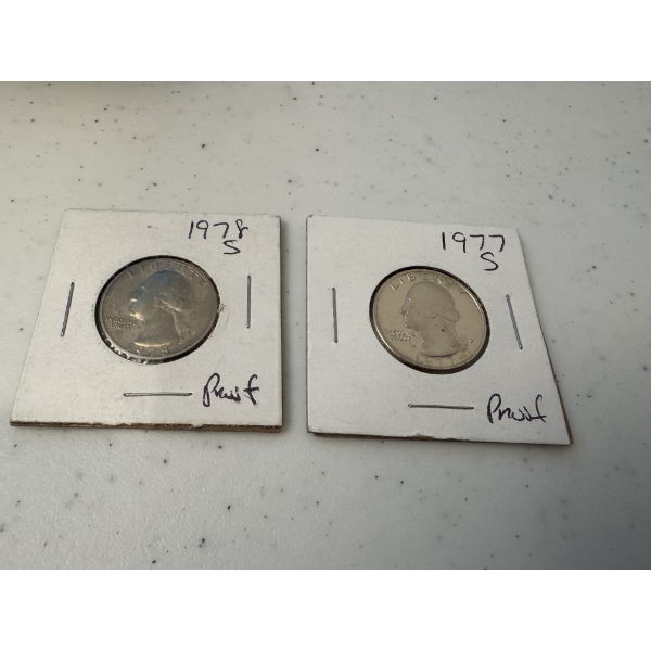 1977- S & 1978- S United States Quarter Silver Proofs - Excellent Condition