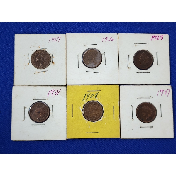 x6 Assorted Years Indian Head Cents in Better Condition! 