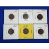 Image 1 : x6 Assorted Years Indian Head Cents in Better Condition! 