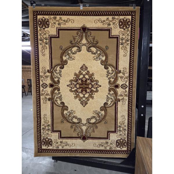New Plush 5.2ftx7.5ft Beige & Burgundy Shades Area Rug 