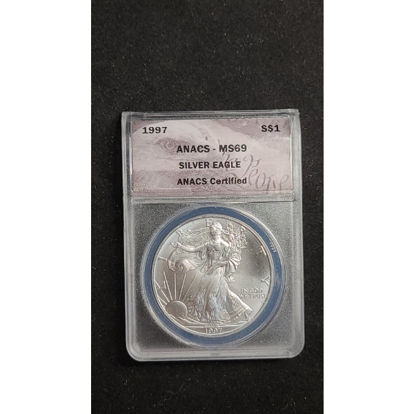 ANACS 1997 MS69 1 oz 999 Fine Silver American Eagle