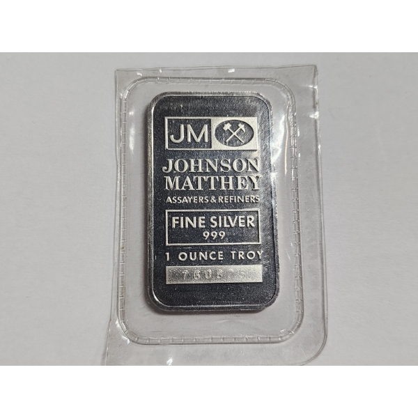 Johnson Matthey 1 oz .999 Fine Silver Bar - in Sealed Package!