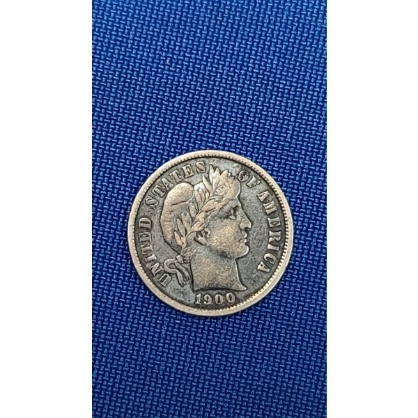 United States 1900 90% Silver Barber Dime - Face Value: $0.10