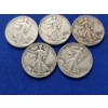 Image 4 : x5 90% Silver Walking Liberty Half Dollars: 1941, 1942, 1942, 1943, 1943 FV: $2.50