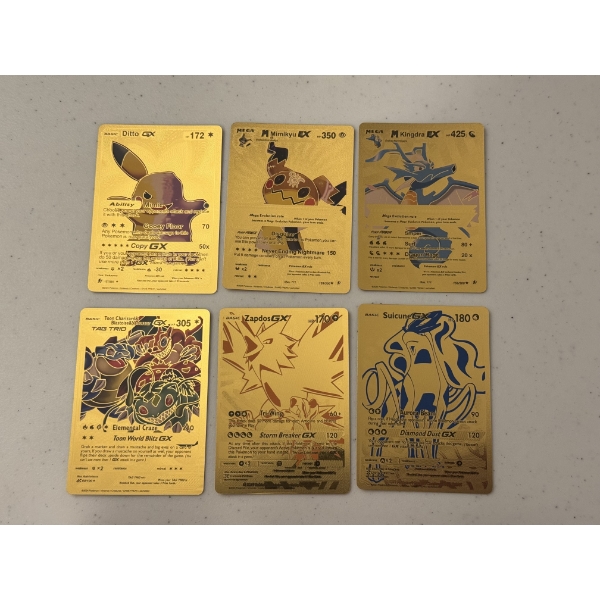 6 - Pokemon Limited Edition Gold Plated Trading Cards - 2024 Gold Cards