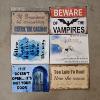 Image 1 : Set Of 6 Assorted Novelty Metal Tin Signs (8x5")