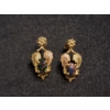 Image 1 : Pair of 10K Yellow Gold Leaf-Design & Black Opal Earrings TW: 1.8g