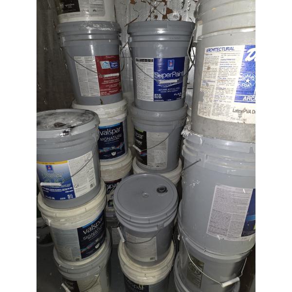 Pick Up Off Site- 115 Ely St. Alliance Oh.  Huge Paint Group, 23 5 Gallon Full & Mostly Full Buckets