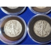 Image 3 : x4 Assorted Years 90% Silver Walking Liberty Half Dollars in Capsules FV: $2.00