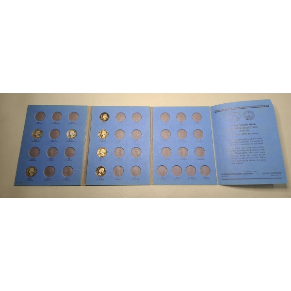 U.S 90% Silver Washington Quarter Whitman Coin Collection Book With Some Quarters - FV: $1.75