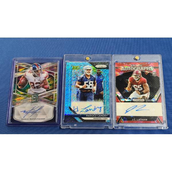 (3) Assorted Panini Auto Football Cards Including Harold Landry