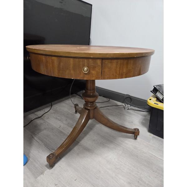 Pick Up Off Site- 115 Ely St. Alliance Oh. Vintage Wood Drum Table 