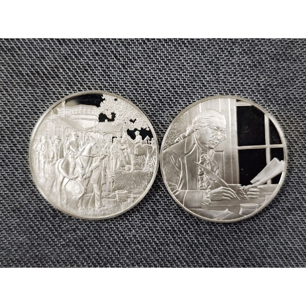 Two Sterling Silver Postmasters of America Commemorative Silver Rounds Weighing 49 Grams TOTAL!