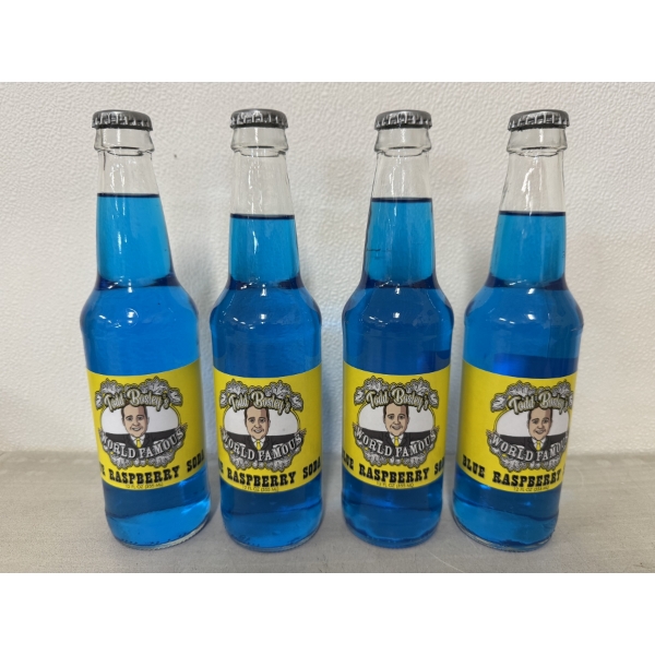 Todd Bosley's World Famous 4 Pack Of Blue Raspberry Soda - Brand New & Delicious