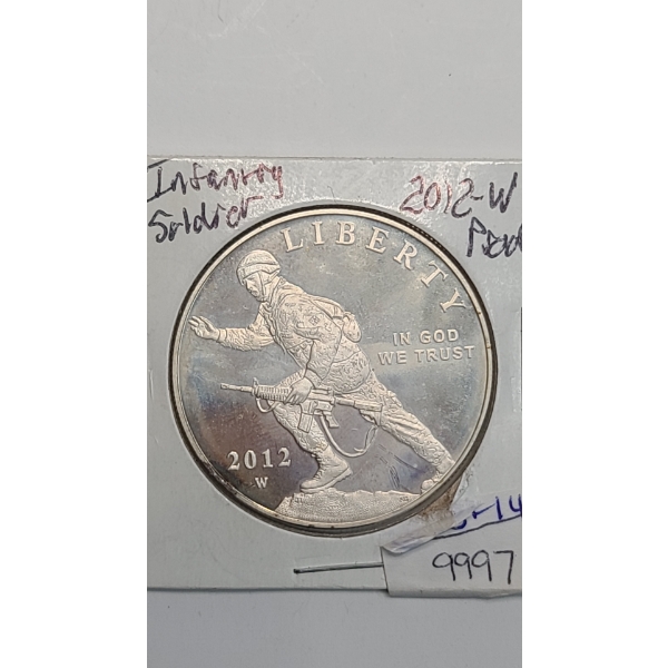 2012-W U.S Mint Infantry Soldier Commemorative 90% Silver Proof Dollar 