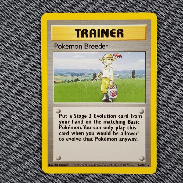 Pokemon Breeder 76/102 Rare Trainer Vintage Base Set Pokemon Trading Card in Near Mint Condition!