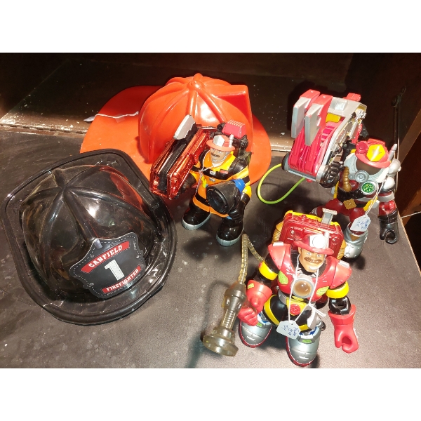 Vintage Child Fireman Toys Including Helmet - See Pics