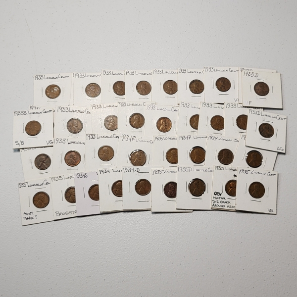 Lot of 38 Assorted Lincoln Wheat Cents - 1930's - Various Conditions & Errors - Face Value: $0.38
