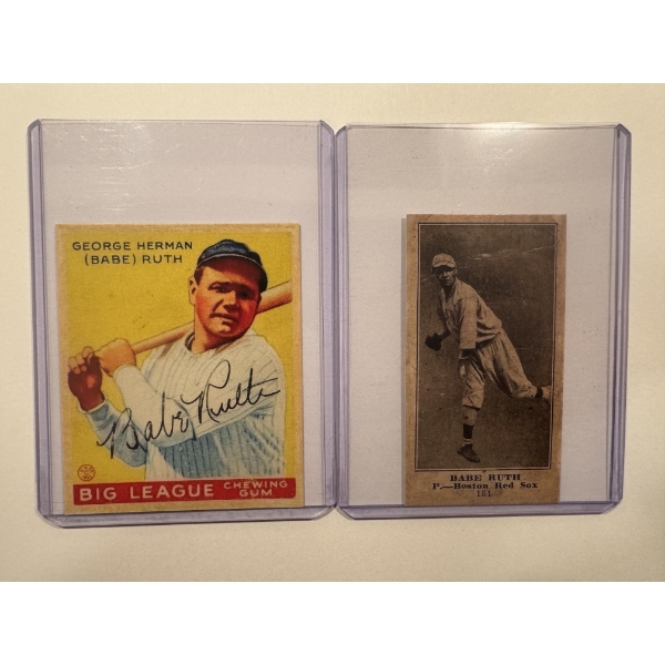 2 - BABE RUTH Goudey & Standard Biscuit Throwback Baseball Cards In Protective Holders - Mint 