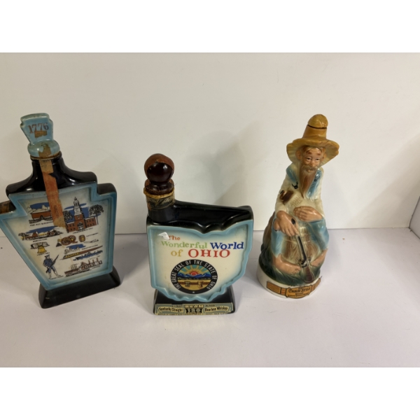 3 Whiskey Decanter's - Ohio - Old Cabin Still - Historic Pennsylvania 
