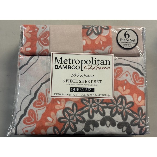 Metropolitan Bamboo Home 6 Piece Queen Size Sheet Set - Brand New In The Package