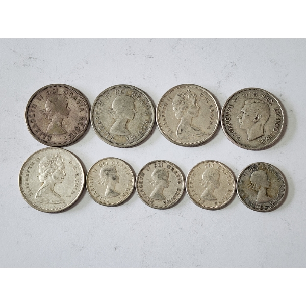 Canadian Silver Coin Lot – Quarters & Dimes 1955–1966 - 80% Silver Coins FV: $1.65 CAD
