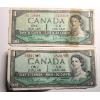 Image 1 : (2) 1954 Issue $1 Canadian Bank Notes 
