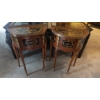 Image 2 : Pair Of 4 Leg Half Round Occasional 3 Drawer Side Tables - Detailed Hand Painted Workmanship