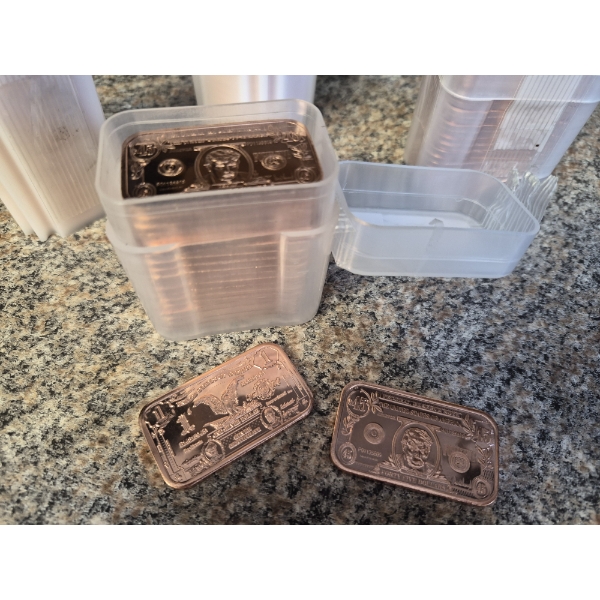 Commemorative Copper Bars - Investment Lot - 20 GEM Mint 1 Oz DONALD TRUMP $45 NOTE Bars In Case